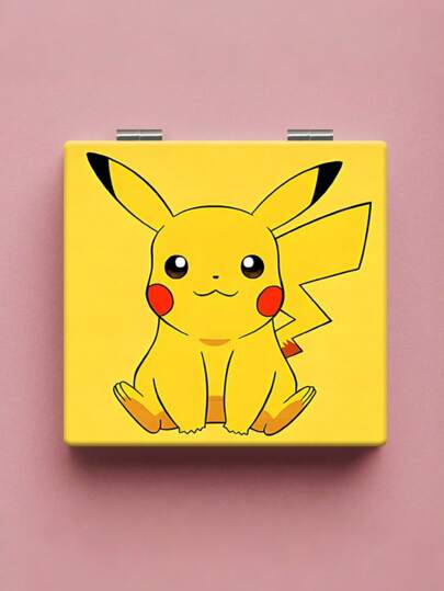 1Pikachu składane lustro do akademika studenckiego wygodne lustro do makijażu swobodne proste nadruki wewnątrz i na zewnątrz składane lustro do makijażu w bagażu podręcznym dwustronne lustro (powiększone i normalne)