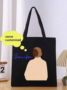 Personalized Hijabi Bag, Hijab Girl Gift, Girl Gift, Abstract Women Bag, Custom Tote Bag, Islamic Gifts, Festival Gifts, Bags & Luggage, 2025 Halloween Accessories,Large Capacity - Black - View 7