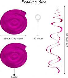 MEIJUANAAGold Hanging Swirl Decorations 30 Pcs, Party Swirl Decorations -Twin Tails Ceiling Swirl Foil Decorations, Gold Party Decor Wedding/Shower/Birthday Party//New Year Decorations - 粉色 - 查看 4