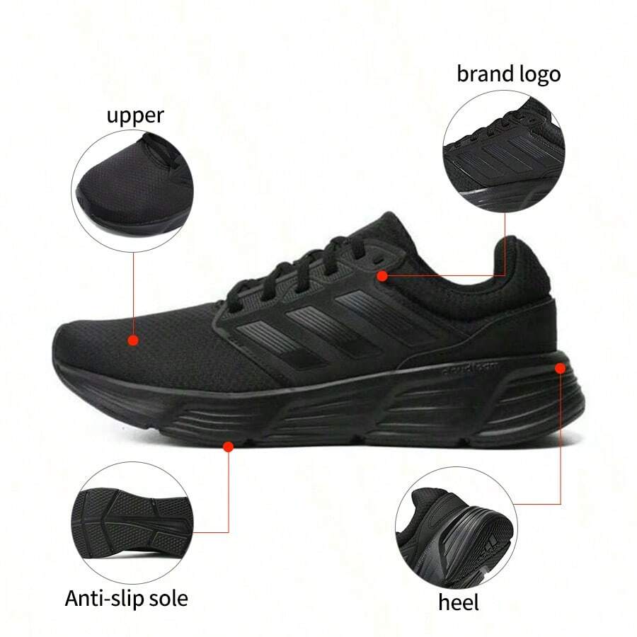 阿迪达斯男士 Galaxy 6 低帮轻便透气跑步鞋，2026 年春季新款 GW4138 - 黑色 - 查看 1