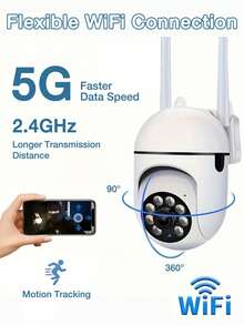 1/2/4pcs 1080p HD Smart Home Camera - All-Weather Color Night Vision, Pan/Tilt/Zoom, Bidirectional Audio, Pet Monitor With Movement Alerts - Wireless Indoor/Outdoor Security Cam.Christmas/Gifts/New Year's Day - White - View 9