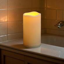 Waterproof Flameless Remote Control Candles 2PACK(D3''*H5.5'')Battery Operated Flickering LED Pillar Candle,Plastic With 10-Key 24Hours Timer For Outdoor/Indoor Party Garden Lanterns Porch Ivory - 2 gói nhựa ngà - Xem 8