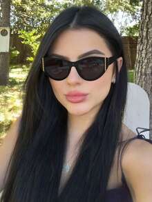 1 副女士猫眼黑色时尚眼镜，Y2K 风格复古时尚眼镜，夏季旅行沙滩配饰，女士度假装 - 彩色 - 查看 7