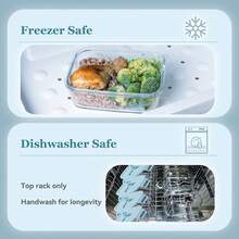 LugoBox 8pcs Glass Food Storage Containers With Anti-Slip Stripes, Meal Prep, Airtight Bento Boxes With Leak Proof Locking Lids, For Microwave, Salad Bowl, Bowl Set, Serving Bowls, Lunch Boxes, Oven, Freezer And Dishwasher, Kitchen Supplies - 藍色 - 查看 6