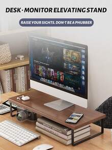 1 cái/40cm/50cm/60cm Giá đỡ màn hình bằng gỗ, phù hợp cho máy tính xách tay và máy tính để bàn, dụng cụ sắp xếp bàn làm việc có chức năng lưu trữ - Giá đỡ màn hình máy tính tiện dụng, giá đỡ máy in cho văn phòng tại nhà - Nhiều màu - Xem 5