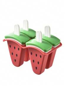 西瓜硅胶冰棒模具，4/6 果冻冰棒制作器带盖，水果形冰淇淋模具，DIY 自制冰棒，适合家庭使用，塑料，硅胶材质