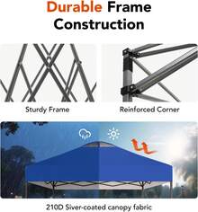 Carpa de 10x10 pies para 1 persona Amada - Sombra solar portátil fácil de configurar para eventos, fiestas, campamentos, con bolso con ruedas, carpa de playa con altura ajustable de 3 niveles, color azul - Azul oscuro medio - Ver 10