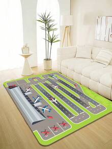 قطعة سجادة منطقة خريطة عمليات المطار الحافلة - قابلة للغسل ، مع أحجام متعددة للاختيار من بينها ، مثالية لتزيين غرف المعيشة أو النوم أو المكاتب أو غرف الدراسة ، ألعاب ديكور الطائرات ، خيار مثالي كهدية للهواة من عشاق الطائرات ، مقاوم للغبار وضد الاتساخ
