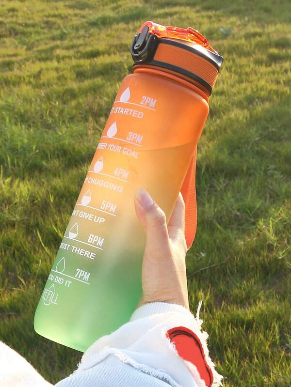 1pc 1000ML Sports Water Bottle, Portable With Straw Cup