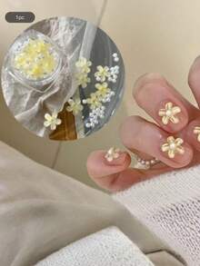 1件节日珍珠花美甲饰品可戴指甲油光疗指甲油春夏学生美甲钻美甲用品指甲饰品美甲宝石 - 彩色 - 查看 3