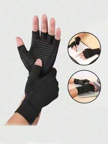 1 par de luvas de compressão sem dedos de cobre para homens e mulheres, adequadas para massagem, ciclismo, direção, exercícios, treinamento, condicionamento físico e atividades ao ar livre