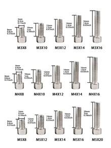 Set de 100 piezas de tornillos de cabeza cilíndrica de acero inoxidable 201 con cabeza hexagonal, M3/M4/M5, pernos con cabeza hexagonal, tuercas, rosca completa métrica, con caja de almacenamiento