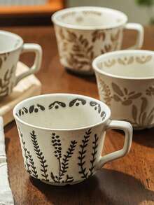 1件蝴蝶炻器高端马克杯套装,美式复古牛奶杯,早餐杯,田园下午茶杯,大容量花卉创意磨砂纹理,手绘高颜值咖啡杯,适用于家庭/咖啡厅/派对聚会/餐厅,可用于微波炉/烤箱/洗碗机,咖啡爱好者必备 - 彩色 - 查看 17