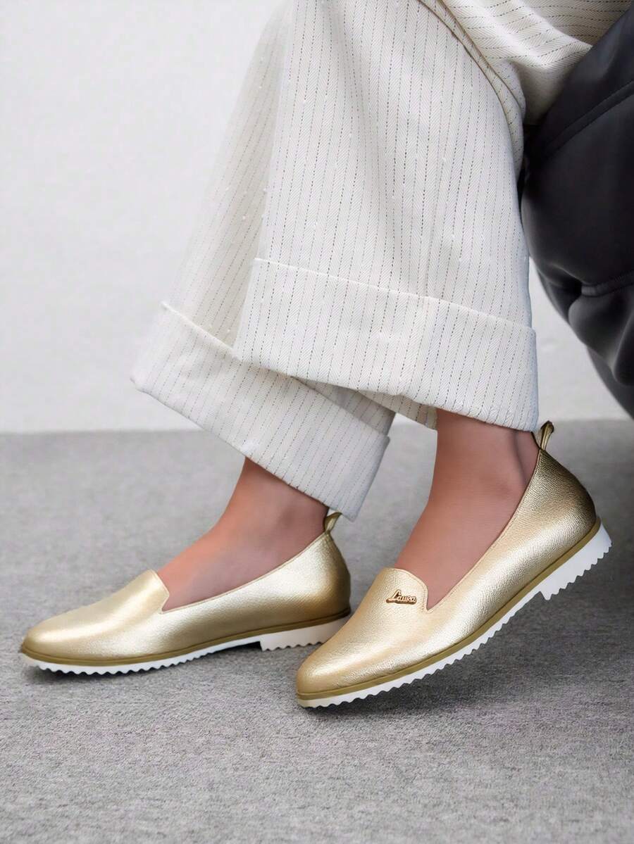 RevReaL Women's Classic Loafers, Perfect Gift For Girlfriend - Gold - View 1