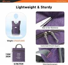 15L/20L Foldable Hiking Backpack Lightweight Packable Travel Daypack With Chest Strap Small Folding Pack For Walking - 紫色 - 查看 5