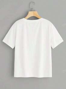 Camiseta t-shirt estampada blanca mujer oversized brillo casual verano moda