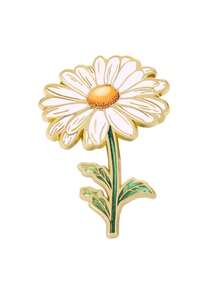 艺术雏菊珐琅别针时尚花朵装饰胸针饰品翻领包徽章珠宝礼品2025新款背包适用于学校办公室配饰衬衫夹克圣诞节万圣节衣服别针有趣可爱教师礼物 - 白色 - 查看 7