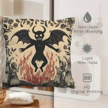 1 PIEZA Funda de almohada de peluche suave con diseño de bruja y demonio - 18x18 pulgadas, cierre con cremallera, lavable a mano - perfecto para la decoración del sofá y el dormitorio