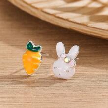 1-6对时尚金鱼、树、可爱水钻镶嵌水果系列耳钉套装