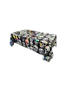 1PC Halloween Skull Table Mat Decoration Disposable Tablecloth Perfect For Festive Scene Decorations Ideal For Halloween Parties And Events Spooky Themed Decor For Home And Outdoor Celebrations Home Decor Halloween Decor Fall Decor Room Decor Autumn Decor