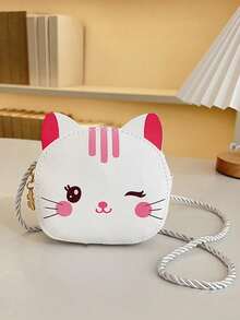 1 szt. PU zapięcie na suwak modna kreskówka mrugający kot słodka portmonetka na monety, jednoramienna okrągła torba crossbody koreańska mini torba na wyjścia, niszowy design, wygodny i uniwersalny pasek na ramię, nadaje się na codzienne wyjścia i zabawę, to dobry wybór na prezenty - Portmonetka w kształcie kota - Zobacz 14