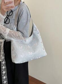 A Chinese-Style Butterfly Embroidered Nylon Handbag, Suitable For Shopping, Dates, Ladies' Gifts, Offices, Universities, Work, Commuting, And Shoulder Bags