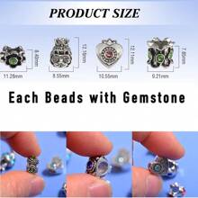 Large Hole Metal Spacer Beads For Bracelet Necklace Jewelry Making, Rhinestone Focal Beads For Pen Hair Keychain, Mixed Style