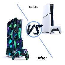 SUPSTICKER 1pc Geometric Pattern Skin Sticker, 2 Designs, Self-Adhesive, Scratch-Resistant, Waterproof, Removable, Suitable For Slim Game Console & Controller, An Ideal Choice For Beautifying, Transforming, Renovating 15.74x10.23inch - Multicolor - View 9