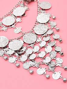 1件装女士硬币流苏面具发饰肚皮舞传统民族服装头饰首饰 - 彩色 - 查看 3