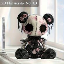 2D Flat 0.3cm Thick Gothic Horror Doll Acrylic Desktop Decoration - Dark Bohemian Style With Skeleton Face, Sewn Eyes And Lace Skirt, Halloween Christmas Bar Cafe Decor, Unique Friend Gift, 2D Flat Design, Halloween Home Decor, Shocking Aesthetics, Exquisite Craftsmanship, Alternative Ornament