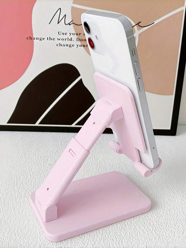 [ Phone Stand] Compact Pink Polycarbonate Phone Stand | Adjustable, Foldable, Ergonomic Design | For Everyday Office Use | Sturdy & Portable With Multi-Angle Viewing,Pencil Case,Pencil Pouch,School Bag School Supplies,Back To School
