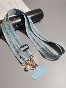 时尚花卉尼龙手机斜挎挂绳颈绳珍珠吊坠手链链子兼容通用配件 - 彩色 - 查看 14