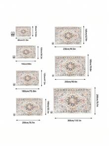 1pc Premium Vintage Bohemian Style Area Rug, 800g Fine Wool + TPR Washable Bottom, Retro Floral Striped Pattern, Soft Plush Rectangular Carpet, Suitable For Outdoor, Entrance, Living Room, Bedroom, Laundry Room, Bathroom, Game Room, All Season, Large Size Home Decor - Multicolor - View 5