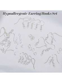 Silver Earring Hooks, 150 Pieces Earring Hooks Kit, Hypoallergenic Earring Hooks With Silver Open Jump Rings And Rubber Earring Backs For Earring Making - Silver - View 4