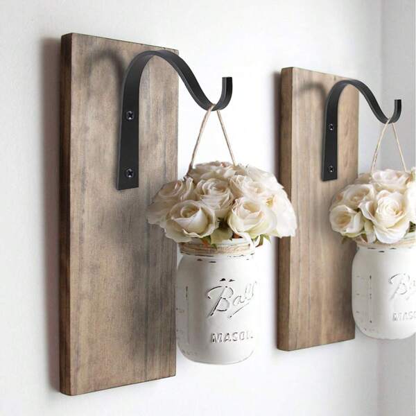 Iron Wall Hooks For Hanging Plant Lanterns, Plant Hanger Fence Metal Bracket For Bird Feeders, Wind Chimes, Mason Jar Sconces, Light Outdoor Indoor Rustic Home Decor, 3 Inch