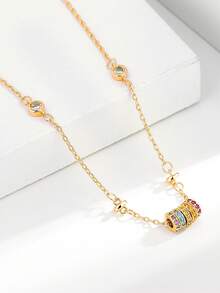 1 chiếc vòng cổ hạt cườm may mắn nhiều màu sắc bằng bạc sterling 925 đính đá Cubic Zirconia, món quà kỷ niệm thanh lịch dành cho bạn gái. - Chuyển cầu vồng - Xem 5