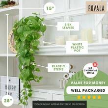 ROVALA Artificial Plants For Home Decor Indoor In Pot Fake Hanging Plants Realistic Faux Plants Indoor Fake Plants For Living Room Decorative Potted Plants For Bedroom Silk Pothos Light Green - 01LightGreen - View 7