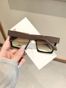 1 件女士夏季亚克力休闲方形框架时尚眼镜，适合海滩必备品、夏季出游和 Y2K 配饰