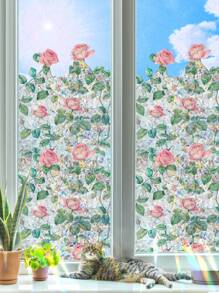 1Roll Rainbow Window Privacy Film Decorative Stained Glass Diamond Pattern Window Sticker With Iridescent Tint Non-Adhesive Static Cling For Home Office Bathroom Room Decor Home Decor Wall Decor Wall Stickers Stickers Wall Sticker
