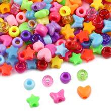 200/400/600/1000 piezas Cuentas miniaturas de caballos, corazones y estrellas de colores surtidos para hacer pulseras, collares y joyería DIY