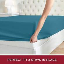 Mellanni King Fitted Sheet - Iconic Bedding Sheets With Up To 16 Inch Deep Pocket - Soft & Cooling - Fade & Stain Resistant - 1 PC (King, Light Blue) - 綠色 - 查看 5