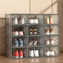 12pcs Thick Transparent Shoe Box With Lid, Foldable And Stackable Plastic Shoe Rack Organizer - Waterproof, Space Saving, Suitable For All Shoes - Perfect For Hallways, Bedrooms, Homes, Dormitories