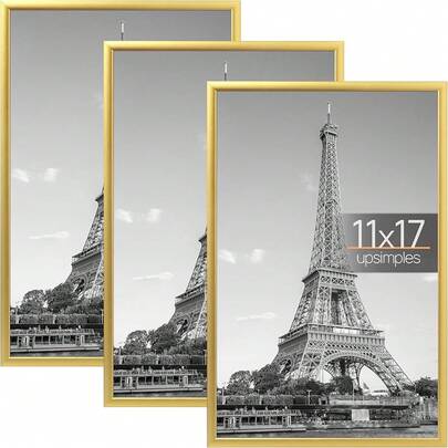 Upsimples 16x24 Picture Frame Black 3 Pack, Scratch-Proof Poster Frames 16 X 24 Photo Gallery - Slide-In Strips, Horizontal Or Vertical Wall Mounting2025