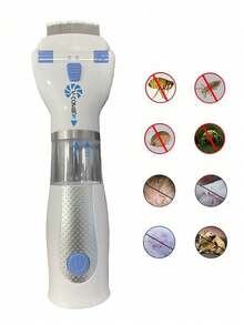 USB 充电式电动宠物除蚤器，宠物狗用除蚤刷梳 - 白色 - 查看 3