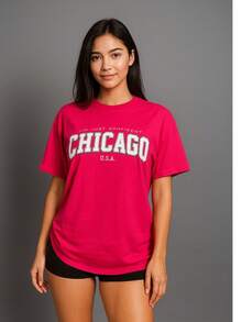 Women T-Shirts - 玫紅色 - 查看 1