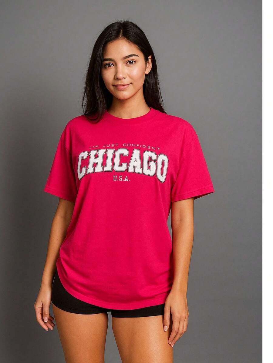 Women T-Shirts - 玫紅色 - 查看 1
