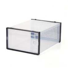 Simple Household Plastic Shoe Box Flip Shoe Storage Folding Storage Box Transparent Shoe Cabinet Plastic Storage Shoe Rack - Đen 6 gói - Xem 2