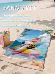 SNOOPY 1pc Snoopy Beach Towel, Snoopy Swim Towel, Bath Towel, Seaside Drifting Pattern Seaside Drifting Pattern Beach Towel, Super Absorbent Bath Towel For Swimming, Yoga, Soft And Comfortable, Lightweight And Portable, Wind And Sun Protection
