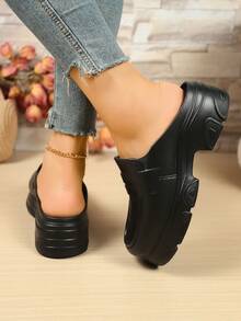 2025 女式厚底穆勒鞋 基本款一脚蹬休闲办公室平底鞋 四季皆宜