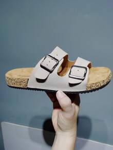 男士时尚休闲凉鞋，软木鞋底，舒适加厚鞋垫，一键式一脚蹬设计，可调节金属扣带，适合夏季户外沙滩散步，情侣凉鞋